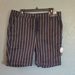 Paper Denim & Cloth Navy Shorts with Tan Stripes